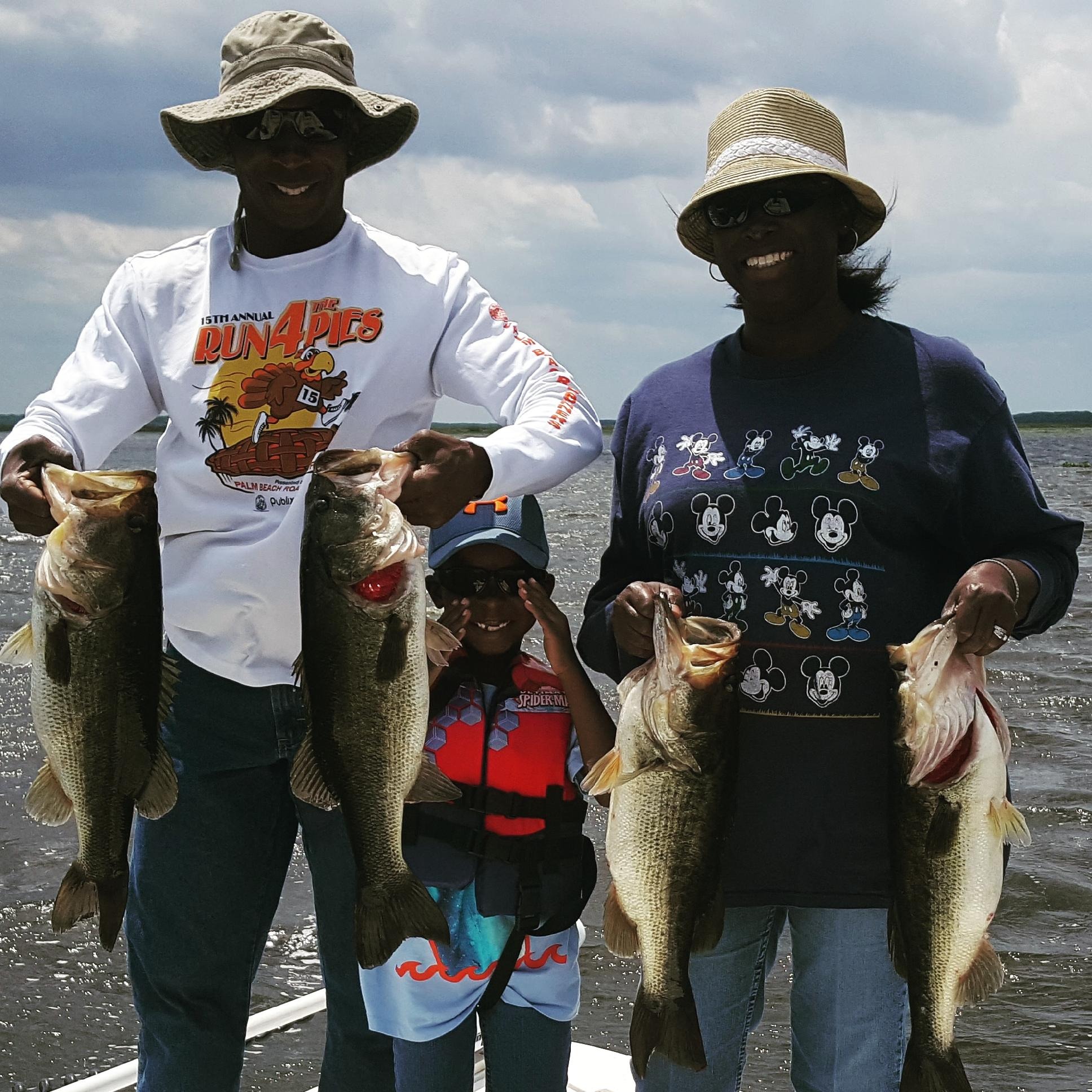 Four largemouth bass caught while fishing in Kissimmee