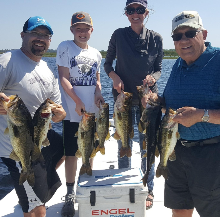 Five largemouth bass from a great day on the water